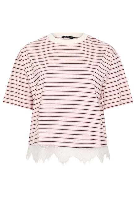 Limited Collection Roze Gestreept Tshirt Met Kanten Zoom Size 42