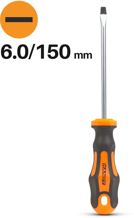 Platte Schroevendraaier 6.0 mm – Sleufschroevendraaier 150 mm – Chroom Vanadium Staal – Antislip Handgreep – Ophangoog [10519]
