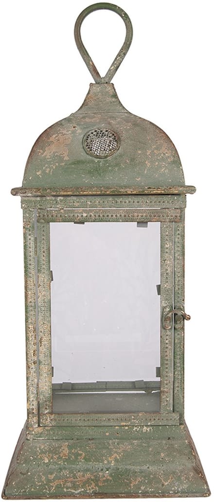 Clayre & Eef Lantaarn 20x20x49 cm Groen Metaal