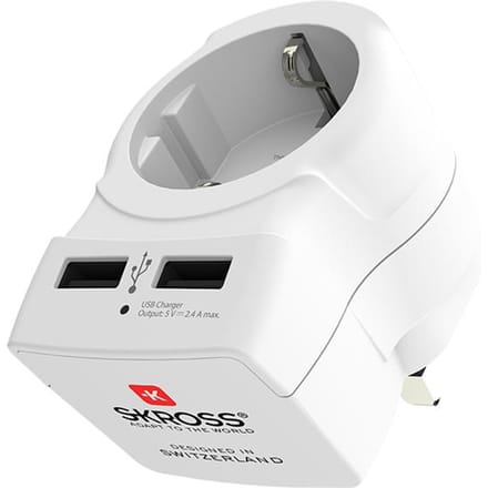 Skross Adapter van EU naar Engeland VK Dubai naar Malta, Cyprus en anderen + 2x USB