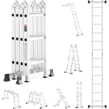 Échelle Pliante Polyvalente 7-en-1 3 Marches Hauteur d'Atteinte 12 pieds pour le Travail