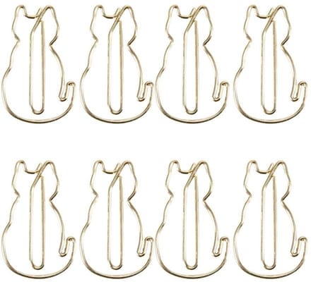Dailygoods- Paperclips Katvormig 12 Stuks - Uniek Ontwerp - Duurzaam Metaal - Multifunctioneel - 3x2 cm - Lange Levensduur - Clips