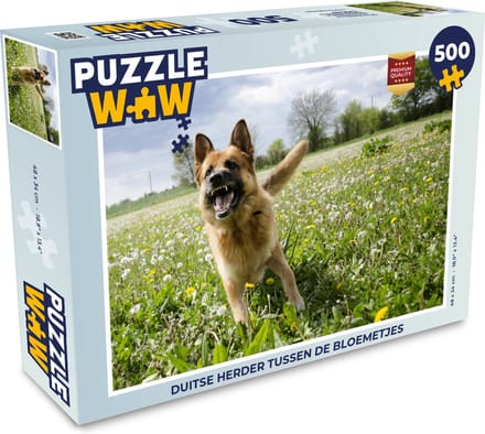 Puzzel Duitse Herder tussen de bloemetjes - Legpuzzel - Puzzel 500 stukjes