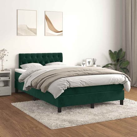 vidaXL - Boxspring - met - matras - fluweel - donkergroen - 120x190 - cm