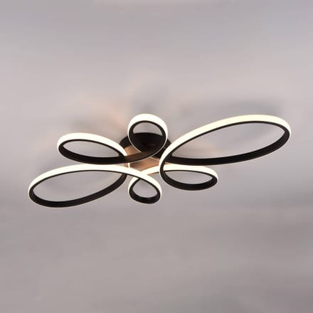 Trio Lighting Fly LED plafondlamp, mat zwart, 3.000 K, 83 cm x 45 cm