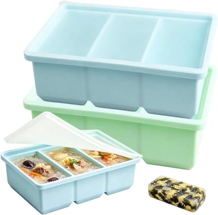 Solidchoice - Set van 2 Siliconen Vriesbakjes met Deksel in Blauw en Groen