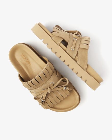 VIA VAI Rae Laila Sandalen Dames - Suède - Beige - Maat 41