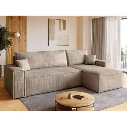 BroMARKT Hoekbank met slaapfunctie beige ADI L