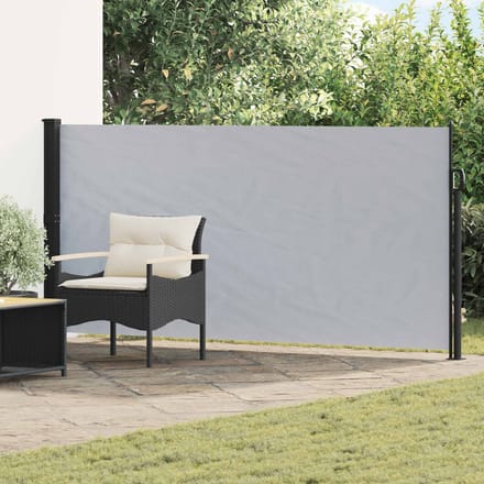 vidaXL - Uittrekbaar - Zijscherm - Rechthoekig - 140 - x - 300 - cm - Polyester - Grijs