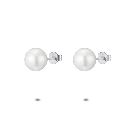 Twice As Nice Oorbellen in zilver, parel 8 mm