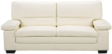 Vente-unique Sofa 3 plaatsen en fauteuil van ivoorkleurig buffelleer MIMAS II