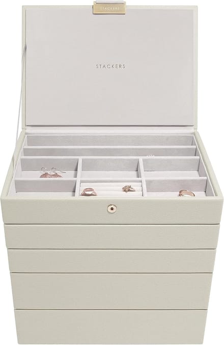 Klassieke Beige Juwelendoos Set van 5 - Perfecte Organisatie voor Sieraden