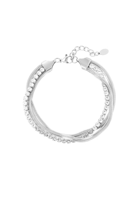 yehwang - armband - speels met bling - zilver - stainless steel