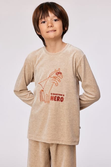 Woody pyjama unisex - pony - beige - 252-10-PLC-V/227 - S