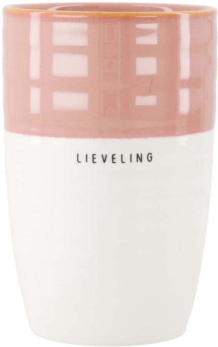 Zusss Mok L Lieveling Keramiek White / Dark Pink