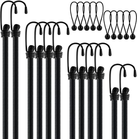 Ibenzoa® Set van 12 Elastische Spanrubbers met Haken voor Diverse Ladingbeveiliging