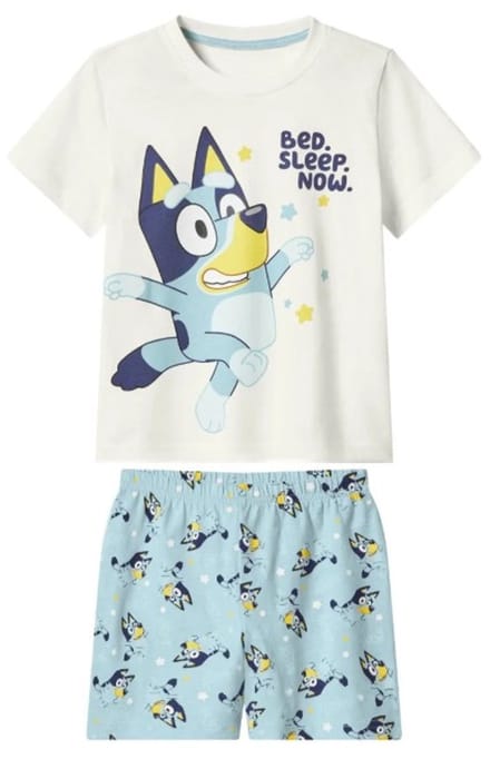 bluey shortama - Pyjama Kinderen - bluey - Korte mouw - Maat 122/128 - 100% katoen