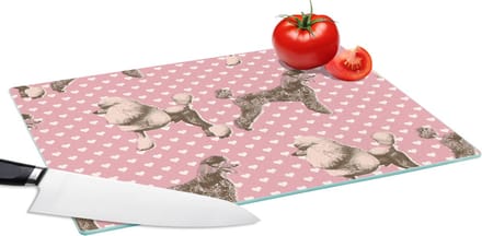Glazen Snijplank - 39x28 - Hart - Poedel - Patroon - Snijplanken Glas