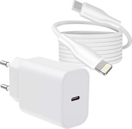 Super Snellader geschikt voor Apple iPhone 14 en iPad met Lightning - 3 Meter Oplader Set