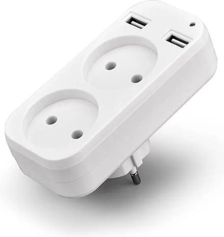 BSTNL Verdeelstekker - Multifunctionele Stekkerdoos - 2 USB-Poorten & 2 Stopcontacten - Stopcontact Splitter - Wit