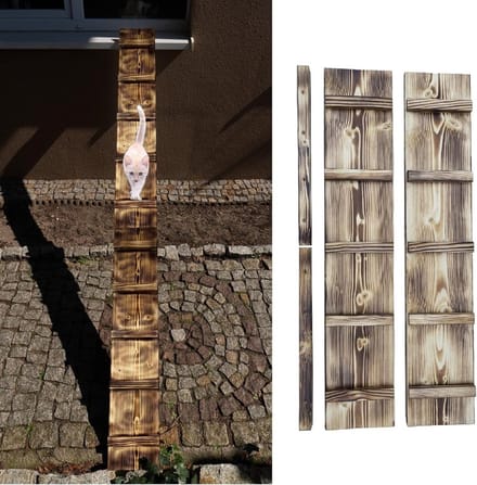 Gevlamde Houten Klimhulp voor Katten Balkon Trap 1 Meter