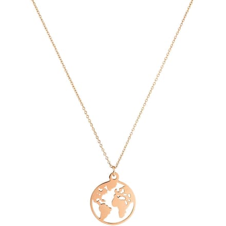 Victorious Dames Ketting Roségoudkleurig – Wereldbol – Aarde - Rosé verguld - 45cm