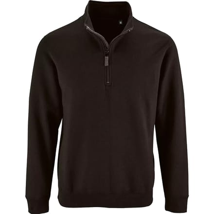 SOLS Heren Stan Contrast Zip Neck Sweatshirt (Zwart)