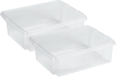 Sunware Opslagbox Nesta - 4x - kunststof - 17L - transparant - 45 x 36 x 14 cm - stapelbaar