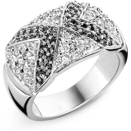 Orphelia Ring Black & White Zirconium Zilver 925 R-3237/52