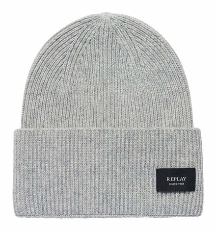 REPLAY muts Beanie Gray Melange Lichtgrijs