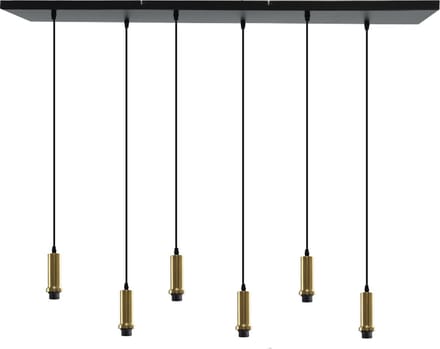 Olucia - RIKA - Hanglamp - Goud / Zwart - 6L - Vorm: Rechthoek