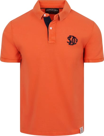 Superdry Polo Piqué Monogram Oranje - Maat 3XL - Heren