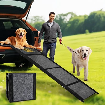 Hondenhelling Auto - Huisdier Oprit - Veilig Instappen - Antislip Tapijt - 170 x 44 cm - Grijs