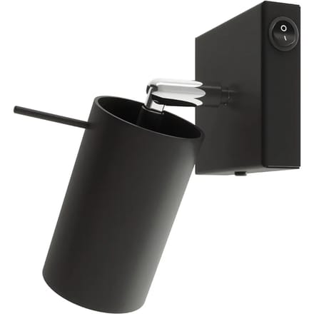 Wandlamp RING met verstelbare spot - Sollux Lighting - IP20 - Zwart staal behuizing - 8 x 8 x 16 cm - 1 x GU10 LED, exclusief lichtbron - Max. 10 W - Moderne wandlamp voor eetkamer, slaapkamer en hal