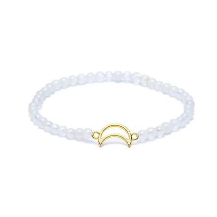 Armband maansteen elastisch met maan bedel