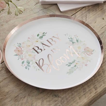Ginger Ray - Borden (papier) -Baby in Bloom - 23 cm ( 8 stuks)