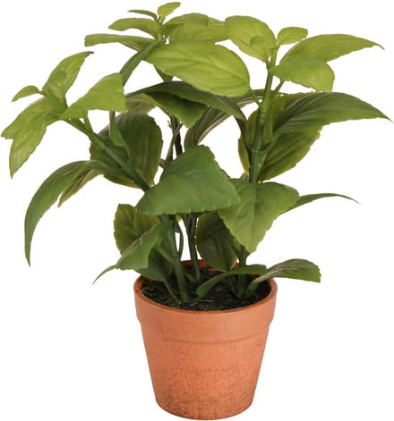 Kunstmatige Basilicum in Pot Kruidenpot Kunstplant 22cm 2st, 2 Stück