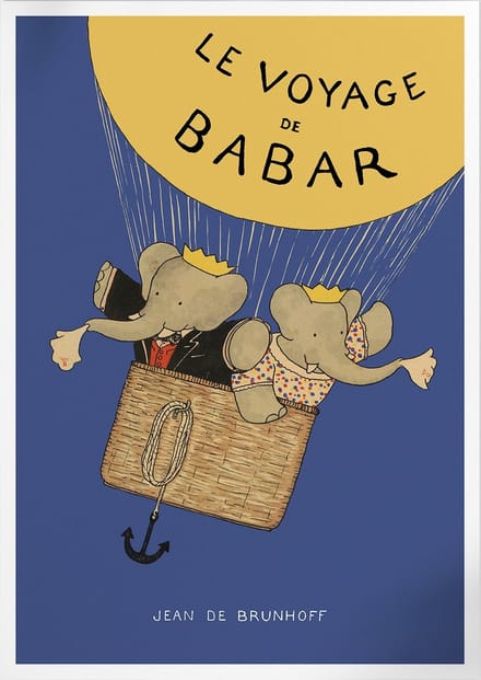 Le Voyage De Babar Ballon (Babar de Olifant) | Poster | B2: 50 x 70 cm