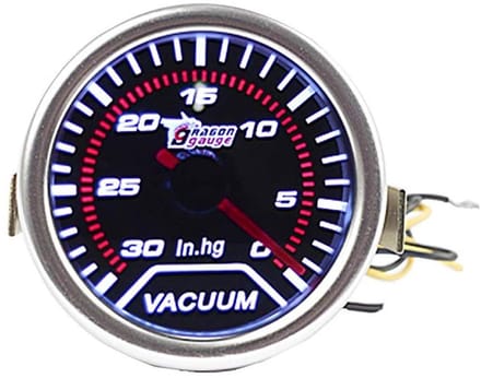 Allecto - Vacuum Meter - Universele Vacuüm Meter - 52mm - LED Verlichting - Voor Auto's Motoren en Botenn