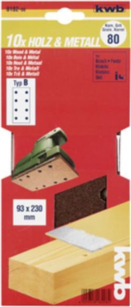 kwb 818212 Schuurpapier Korrelgrootte (num) 120 (l x b) 230 mm x 93 mm 10 stuk(s)