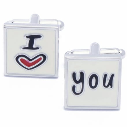 Manchetknopen - I Love You Hartje Rood en Wit