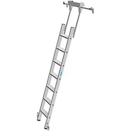 Kastenladder met treden, aluminium, verrijdbaar, 7 treden