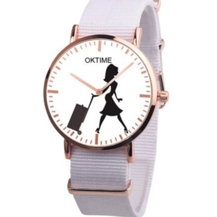 Hidzo Horloge Oktime Reizen Ø 41 - Wit - In Horlogedoosje