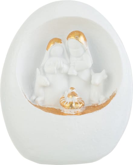 J-Line decoratie Kerststal In Steen - wit/goud - large