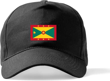 Zwarte Pet Beechfield met Wereldvlaggen, land Grenada klittenbandsluiting