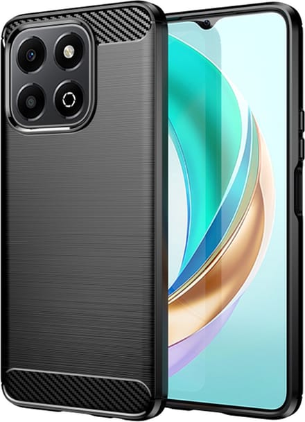 Hoesje geschikt voor HONOR X6b - Techsuit Carbon Silicone Back Cover - Zwart