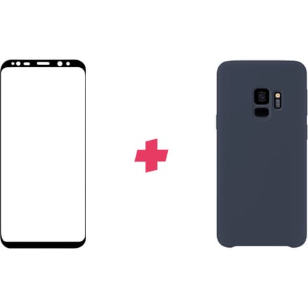 Bundel: Samsung Galaxy S9 screenprotector + blauw Siliconen hoesje
