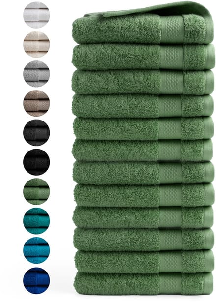 DoubleDry Handdoeken 50 x 100 - set van 12 - Hotel kwaliteit 500 g/m2 - 12x Groen