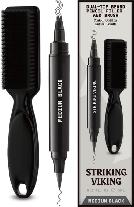 Striking Viking Beard Filler Pen en Borstel voor Mannen - Grijsbruin