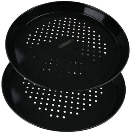 Set van 2 ronde geperforeerde pizzaplaten, oven en barbecue 32 cm FM Professional Barbecue